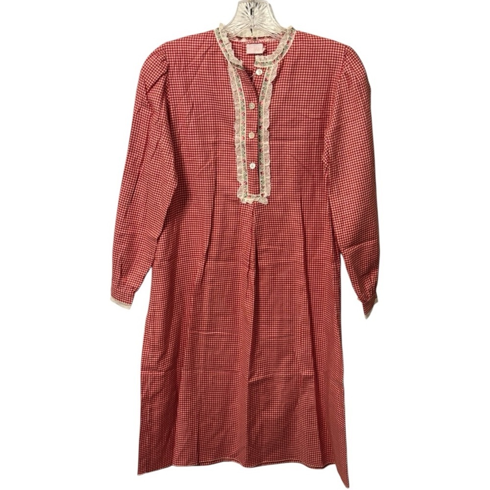 Loretta Caponi Red Gingham Nightshirt in Size 8